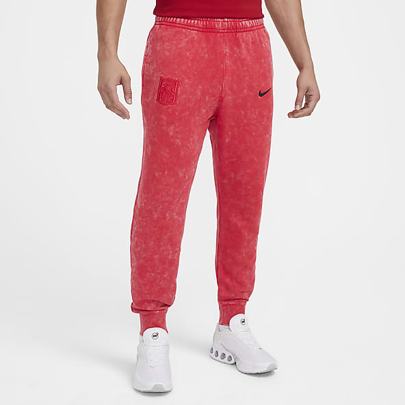 Mens Red Full Length Joggers Sweatpants. Nike